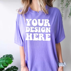 Comfort Colors C1717 Violet Shirt Mockup | Violet Tshirt | Oversized Mockup | Model Mock Up | Violet Comfort Color Shirt Mock | Boho Studio