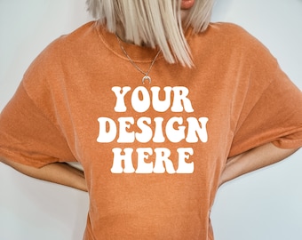 Comfort Colors C1717 Yam Shirt Mockup / Yam Tshirt / Oversize Mockup / Model Mock Up / Yam Comfort Color Shirt Mock / Orange Shirt Mock