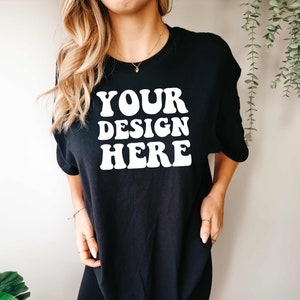 Comfort Colors C1717 Black Shirt Mockup | Black Tshirt | Oversized Mockup | Model Mock Up | Black Comfort Color Shirt Mock | Boho Studio