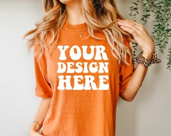Comfort Colors C1717 Yam Shirt Mockup | Orange Tshirt | Oversized Mockup | Model Mock Up | Yam Comfort Color Shirt Mock | Boho Studio Mock