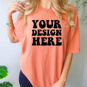 Comfort Colors C1717 Terracotta Shirt Mockup | Orange Tshirt | Oversized Mockup | Model Mock Up | Terracotta Comfort Color Shirt Mock Studio