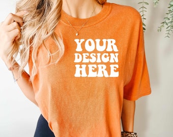Comfort Colors C1717 Yam Shirt Mockup | Orange Tshirt | Oversized Mockup | Model Mock Up | Yam Comfort Color Shirt Mock | Studio Pocket Mock