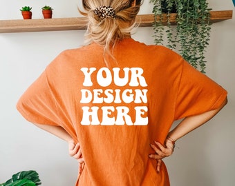 Comfort Colors C1717 Yam Shirt Mockup | Orange Tshirt | Oversized Mockup | Model Mock Up | Yam Comfort Color Shirt Mock | Studio Back Mockup