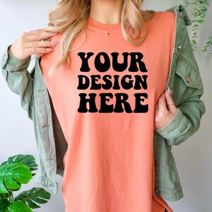 Comfort Colors C1717 Terracotta Shirt Mockup | Orange Tshirt | Oversized Mockup | Model Mock Up | Terracotta Comfort Color Shirt Mock Studio