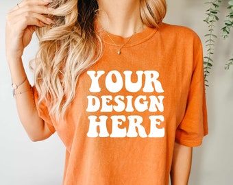 Comfort Colors C1717 Yam Shirt Mockup | Orange Tshirt | Oversized Mockup | Model Mock Up | Yam Comfort Color Shirt Mock | Boho Studio Mock