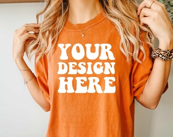 Comfort Colors C1717 Yam Shirt Mockup | Orange Tshirt | Oversized Mockup | Model Mock Up | Yam Comfort Color Shirt Mock | Boho Studio Mock