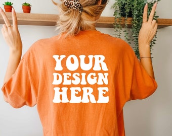 Comfort Colors C1717 Yam Shirt Mockup | Orange Tshirt | Oversized Mockup | Model Mock Up | Yam Comfort Color Shirt Mock | Studio Back Mockup