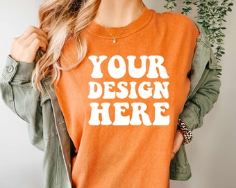 Comfort Colors C1717 Yam Shirt Mockup | Orange Tshirt | Oversized Mockup | Model Mock Up | Yam Comfort Color Shirt Mock | Boho Studio Mock