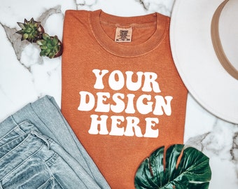 Comfort Colors C1717 Yam Shirt Mockup | Yam Tshirt | Flat Lay Mockup | 1717 Mock Up | Yam Comfort Color Shirt Mock | Trendy Boho Lifestyle