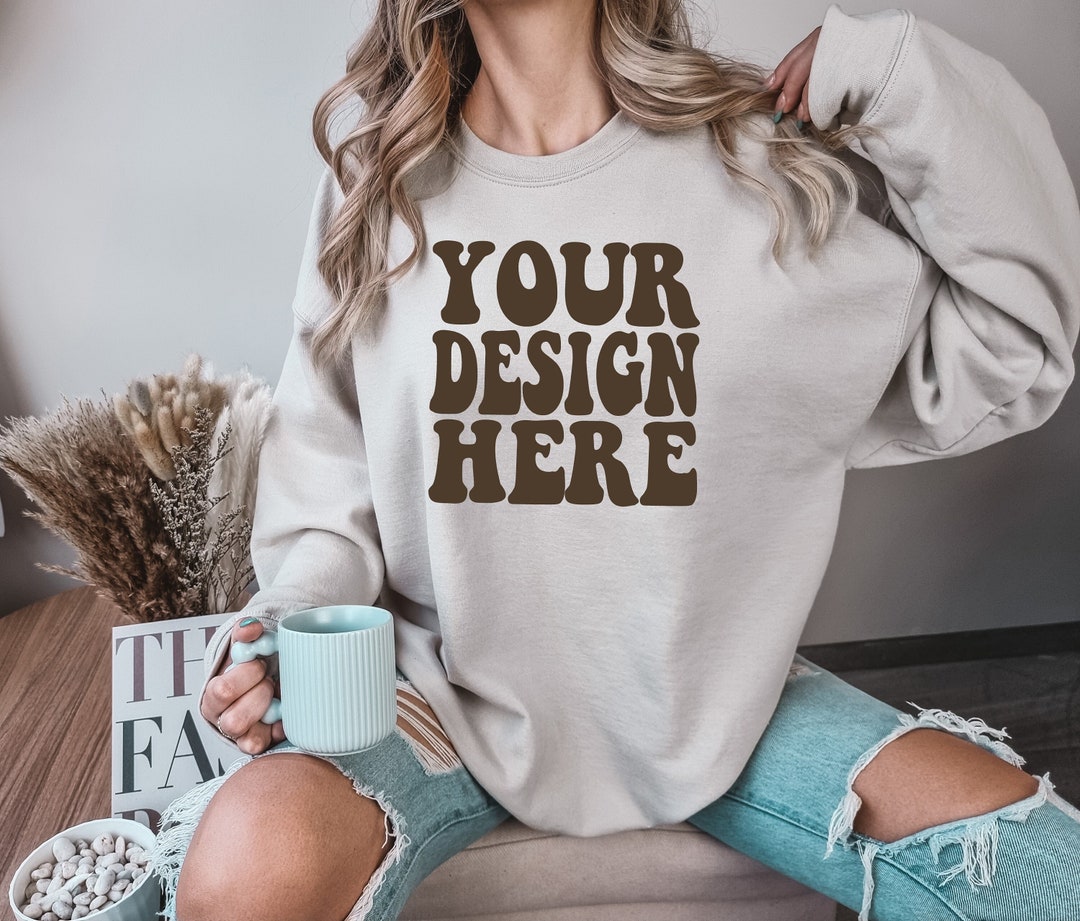 Gildan Sand 18000 Mockup Gildan Sand Sweater Mock up Oversized