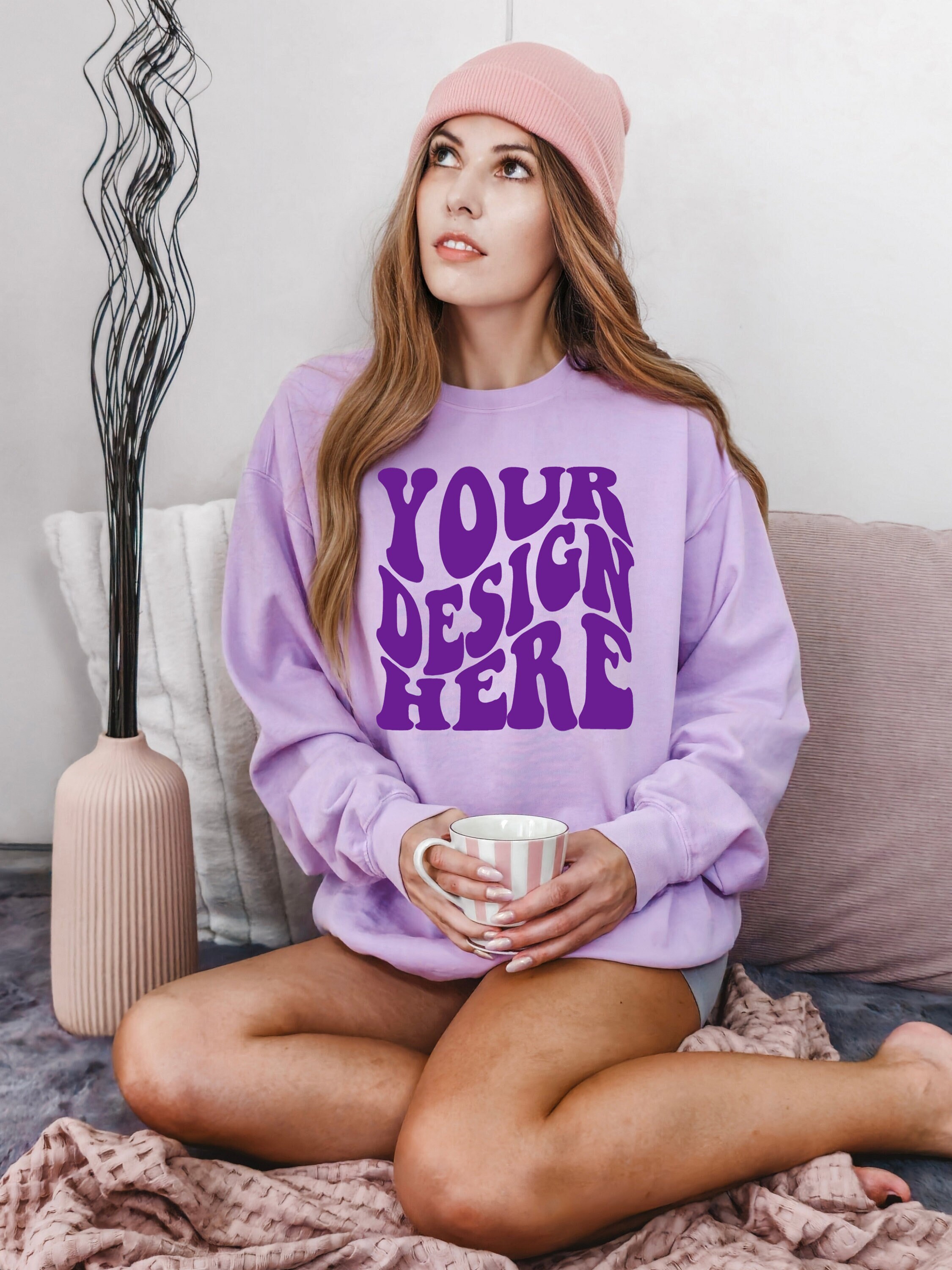 Comfort Colors 1566 Orchid Mockup CC 1566 Sweater Mock up Oversized Sweatshirt Model Mockup C1566 Crewneck Mockup Cozy Boho Chic Etsy