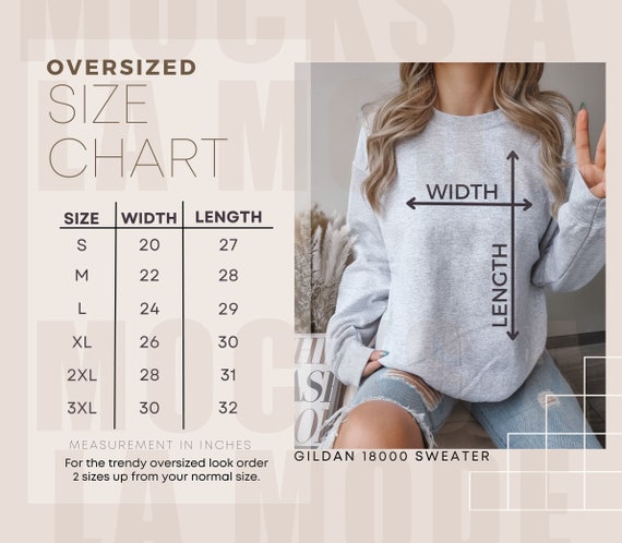 Gildan 18000 Ash Grey Sweater Size Chart | Unisex Size Chart