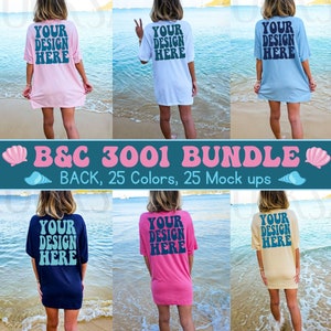 Bella Canvas 3001 Shirt BACK Mockup Bundle | BC Oversized T-shirts Mockups | 3001 Model Mockup Bundle | Bella Canvas Mock Ups | Summer Beach