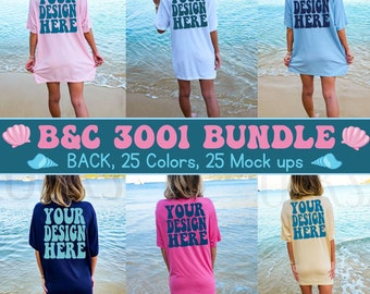 Bella Canvas 3001 Shirt BACK Mockup Bundle | BC Oversized T-shirts Mockups | 3001 Model Mockup Bundle | Bella Canvas Mock Ups | Summer Beach