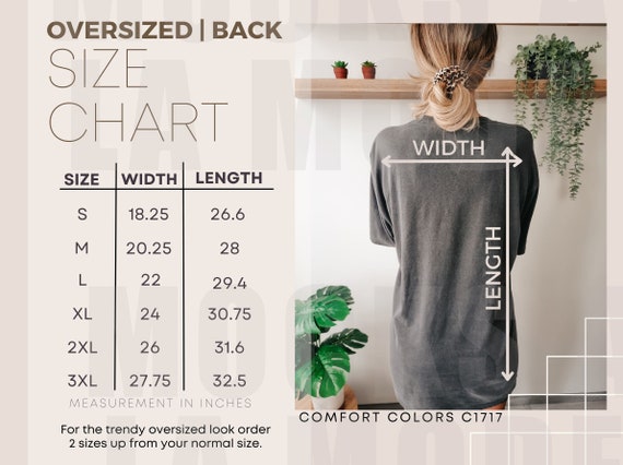Comfort Colors C1717 Shirt Size Chart | Unisex Tshirt Size Chart