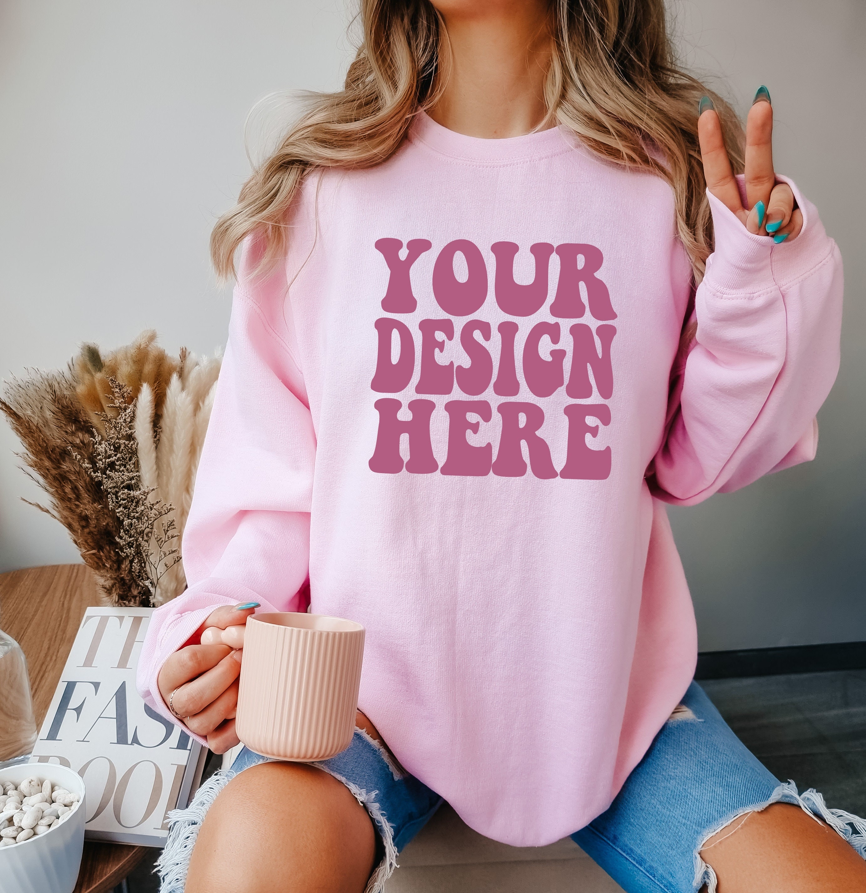 Pink Designer Inspired Crewneck Small / Pink