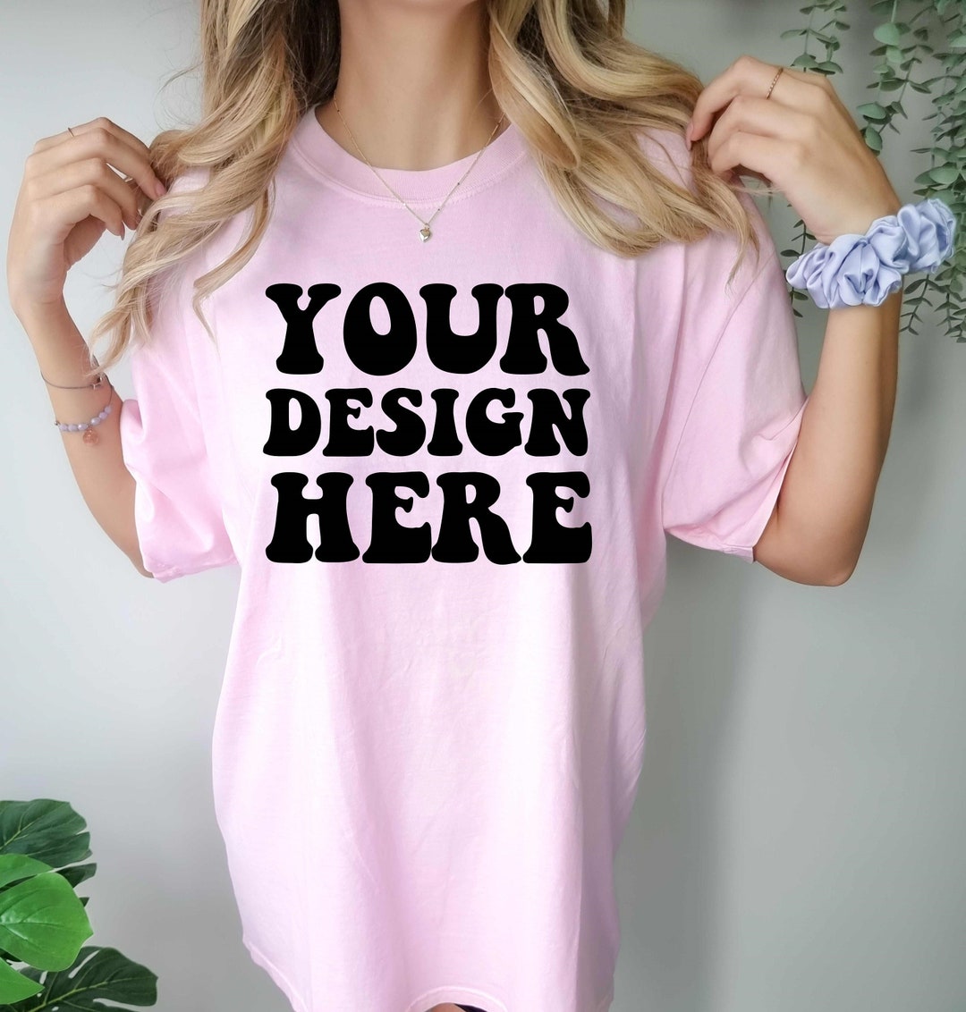 Comfort Colors C1717 Blossom Shirt Mockup | CC Pink Tshirt | Oversized