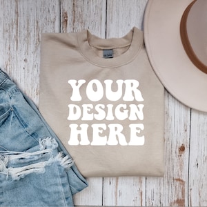 Gildan 18000 Maqueta / Gildan Sand Sweater Maqueta / Sudadera Plana Lay Maqueta / Arena 18000 / Frente Gildan Arena G180 Maqueta / Acogedor Boho Chic