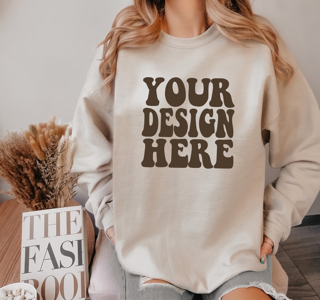 Gildan Sand 18000 Mockup Gildan Sand Sweater Mock up Oversized