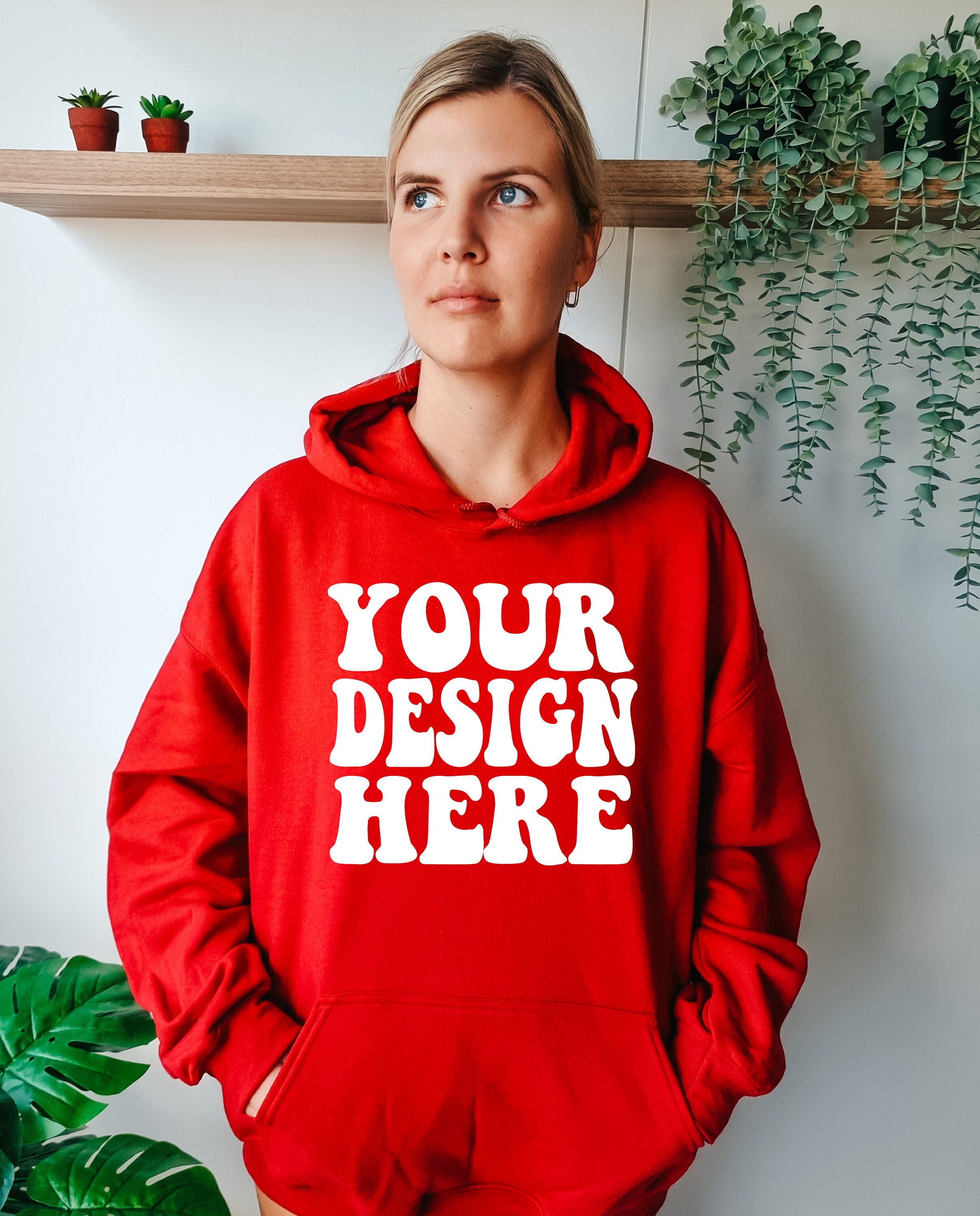 Red Hoodie Etsy