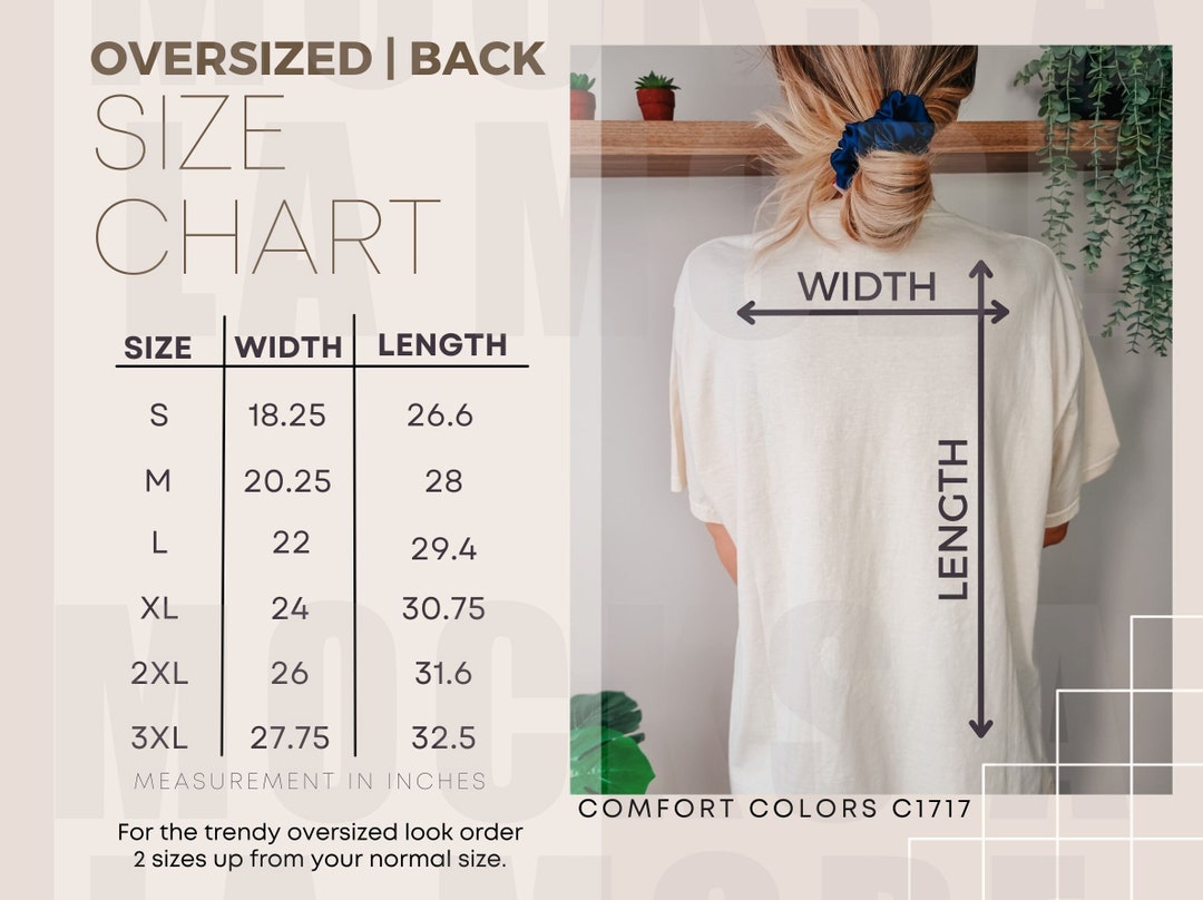 Comfort Colors C1717 Shirt Size Chart Unisex Tshirt Size - Etsy