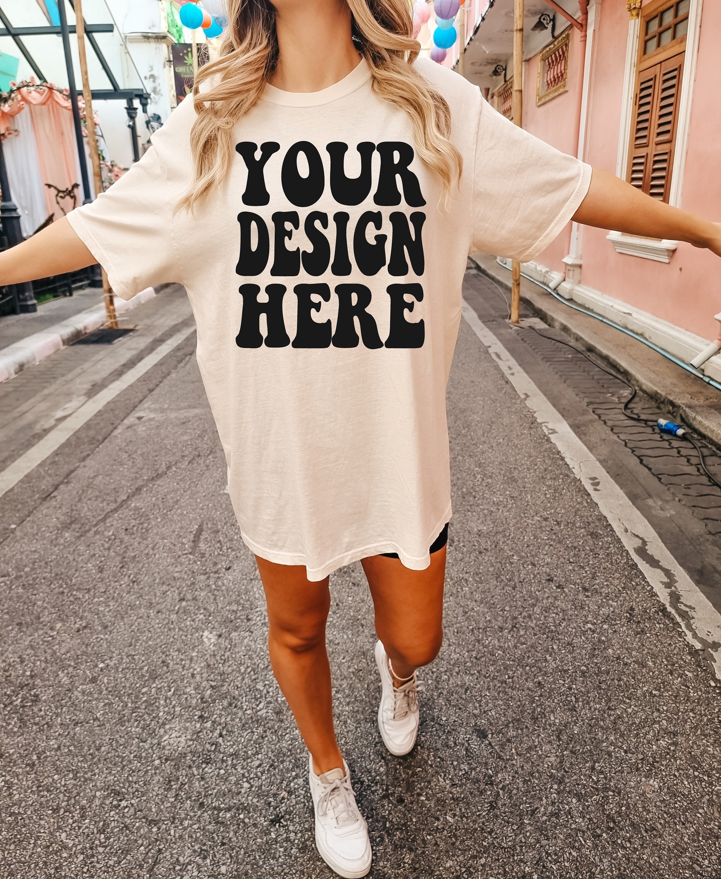ivoryデザインサンプル Comfort Colors C1717 Ivory Shirt Mockup | Ivory Tshirt | Oversized