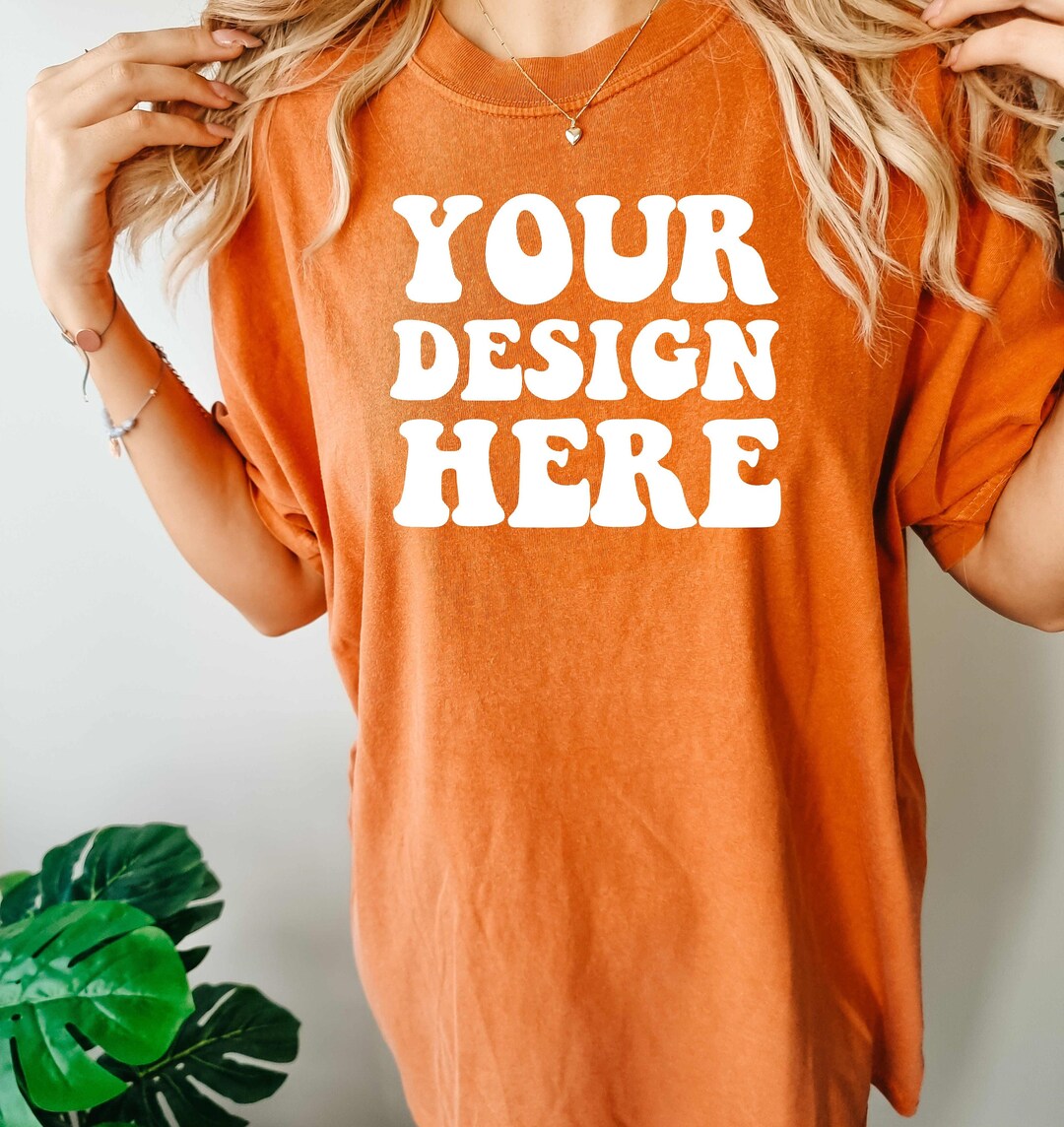 Comfort Colors C1717 Yam Shirt Mockup Orange Tshirt Oversized Mockup