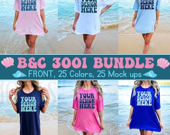 Bella Canvas 3001 Shirt Mockup Bundle | BC Oversized T-shirts Mockups | 3001 Model Mockup Bundle | Bella Canvas Mock Ups | Summer Beach