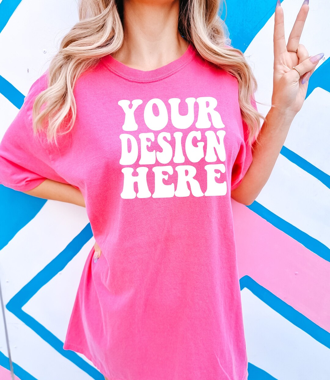 Comfort Colors C1717 Crunchberry Shirt Mockup Pink Tshirt Oversized