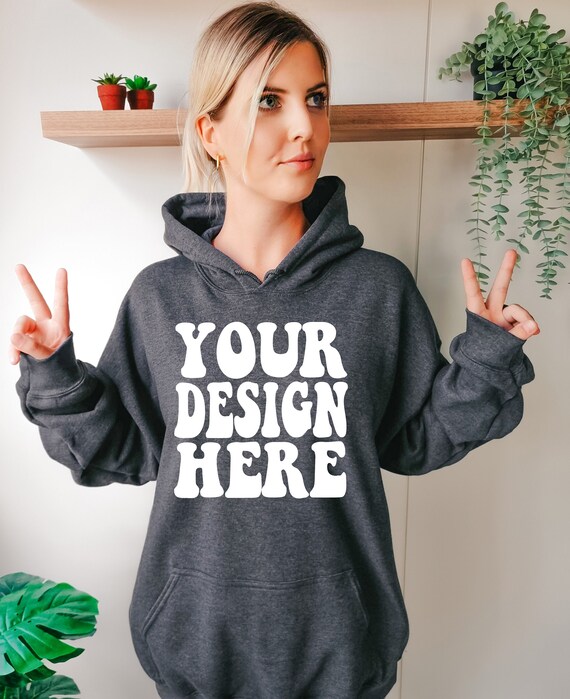 Gildan 18500 Mockup | Gildan Dark Heather Hoodie Mock up | G185
