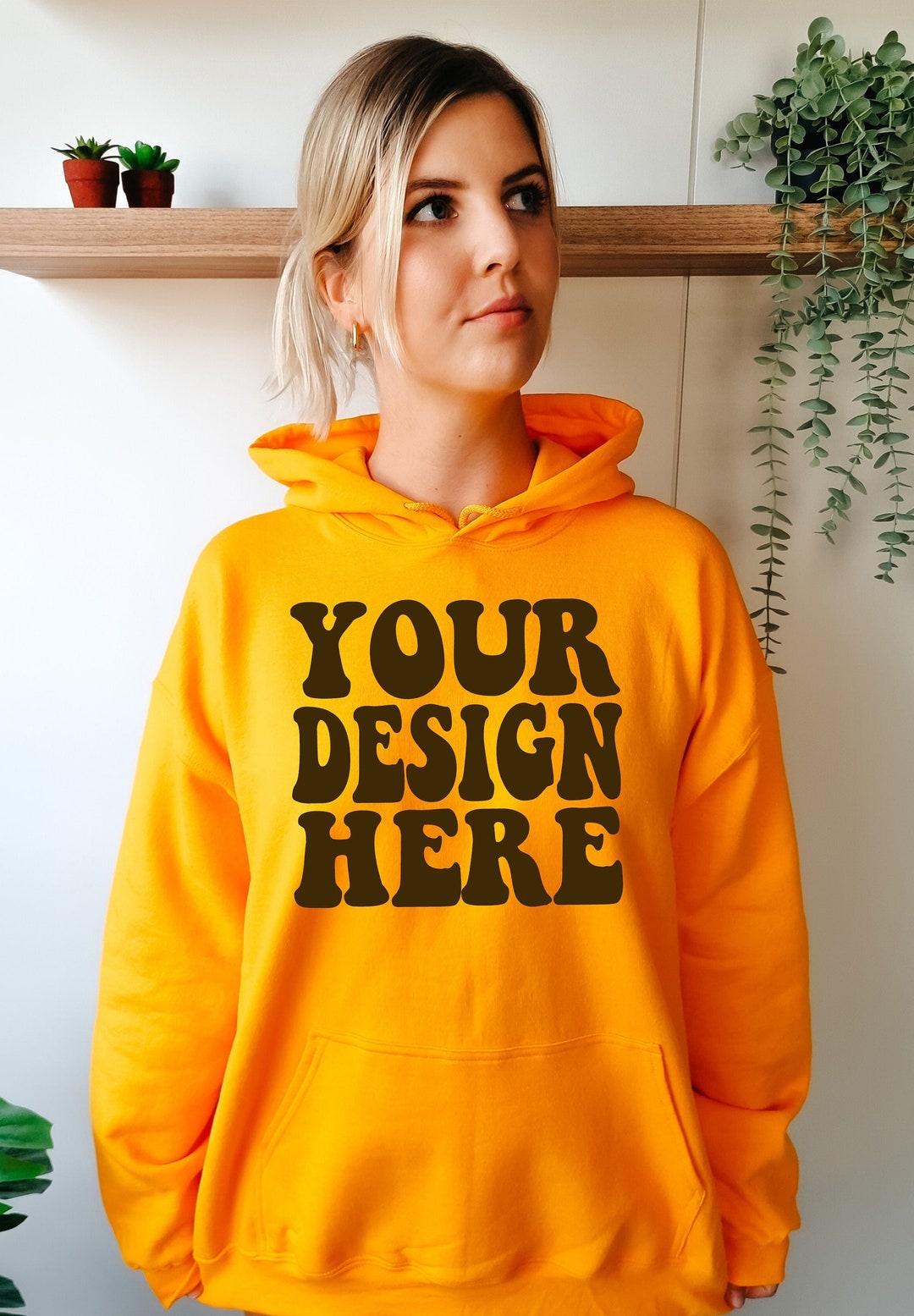 Gildan Hoodie (Style G1850) - Gold Color, XX-Large - Basic Heavyweight Pullover For Men & Women - View #5