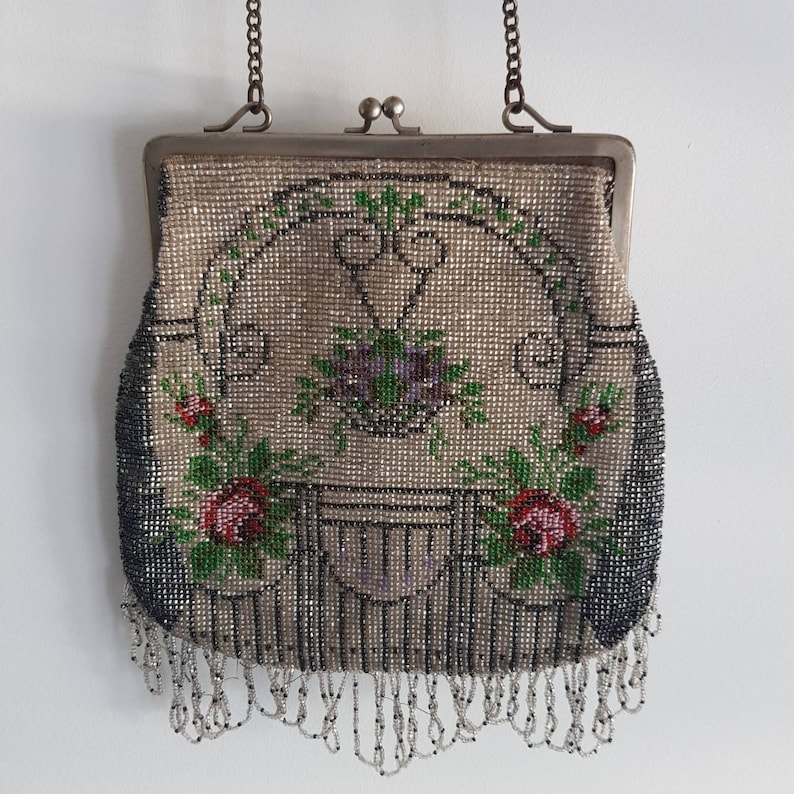 Antique Art Deco Clutch Bag Glass Seed Beaded Purse Evening - Etsy