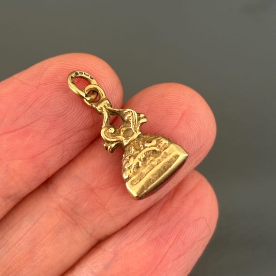 Petit Pendentif Breloque Style Ancien Or 9 Carats Agate Bijou Anglais Vintage