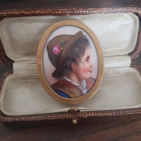 Broche Ancienne Du 19ème Siècle Avec Portrait Miniature Peint - Pièce à Restaurer, Projet Pour Collectionneur