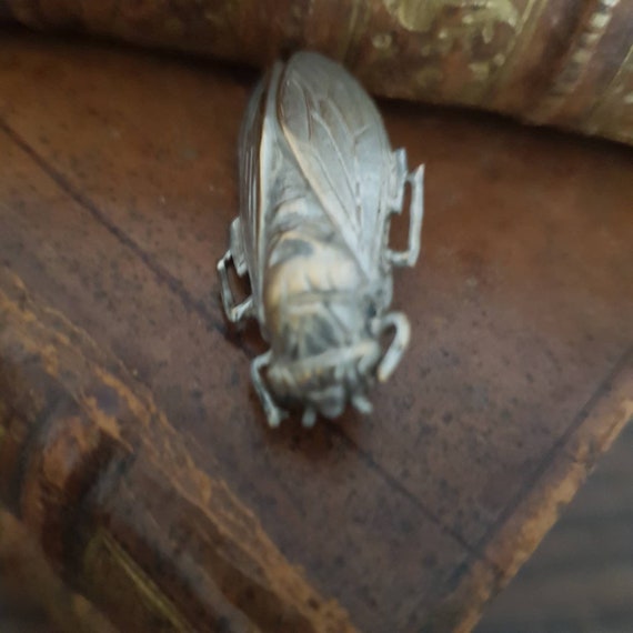 Antique Cicada Brooch Art Nouveau French Good Luc… - image 4