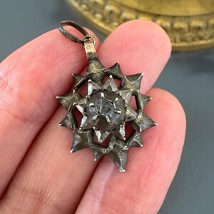 Antique Georgian Silver Rose Cut Diamond Charm Pendant C 1800 image 7