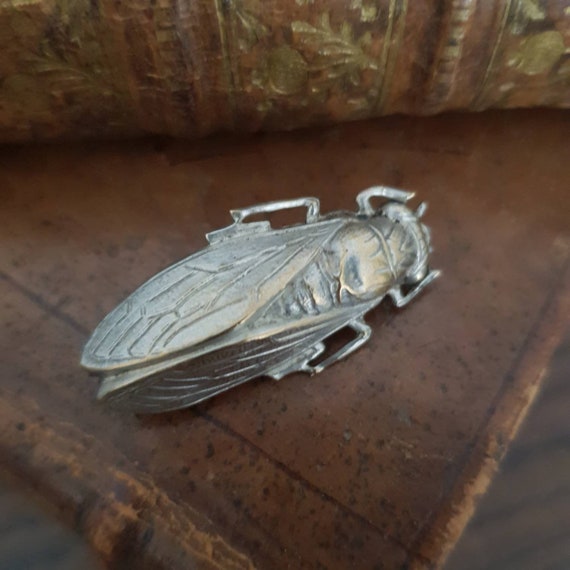 Antique Cicada Brooch Art Nouveau French Good Luc… - image 2
