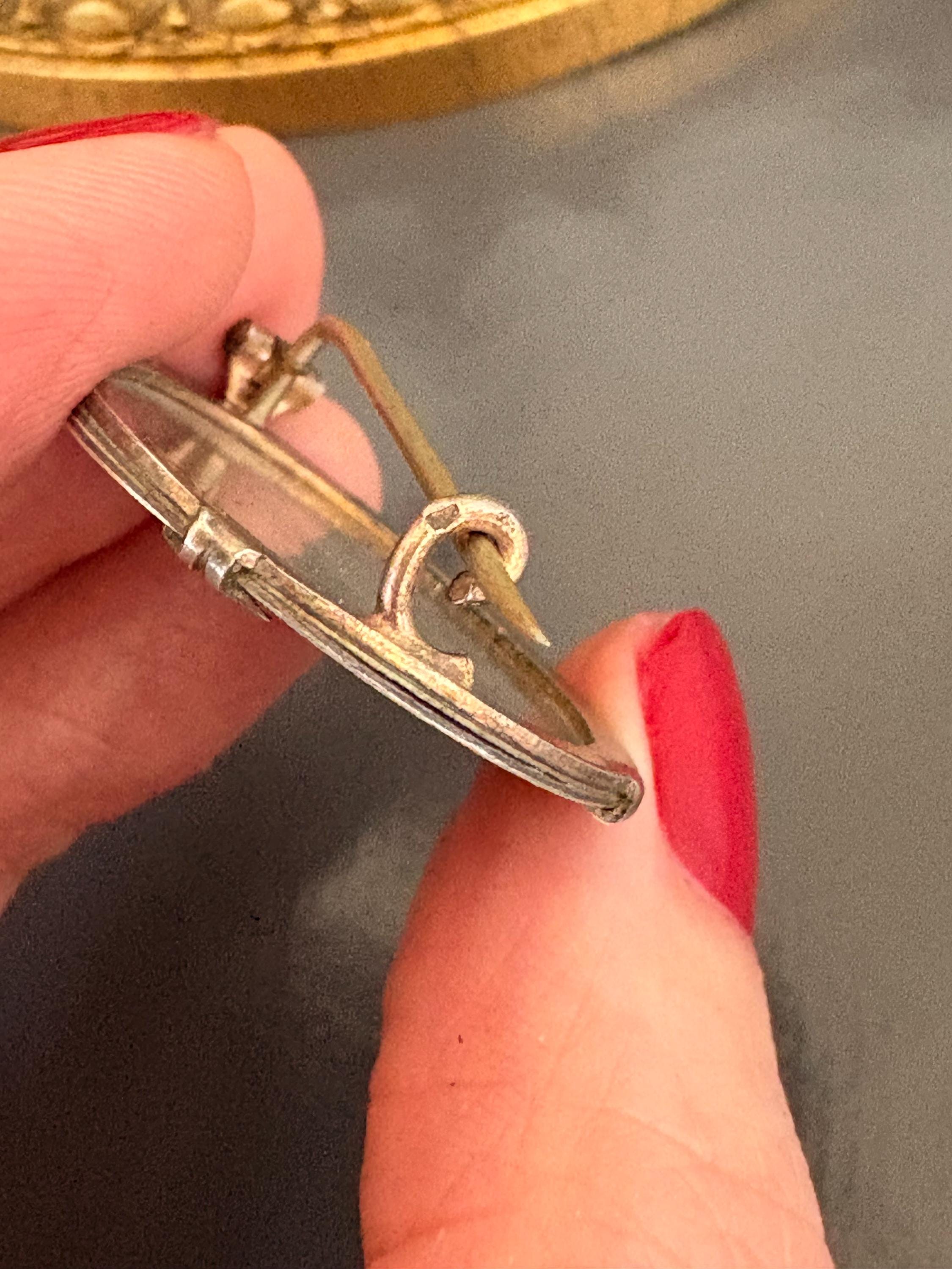 Belle Broche Ancienne En Argent Massif Style Art Nouveau - Motif Fleurs - Occasion