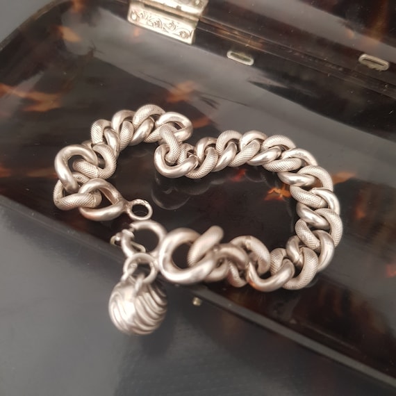 Antique French Silver Bracelet Boar's Head Hallma… - image 3