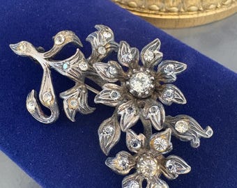 Broche Ancienne Art Déco Fleurs - Argent Massif 925 - Créateur