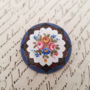 Grand Bouton De Col Ancien Email Français XIXème Siècle Napoléon III