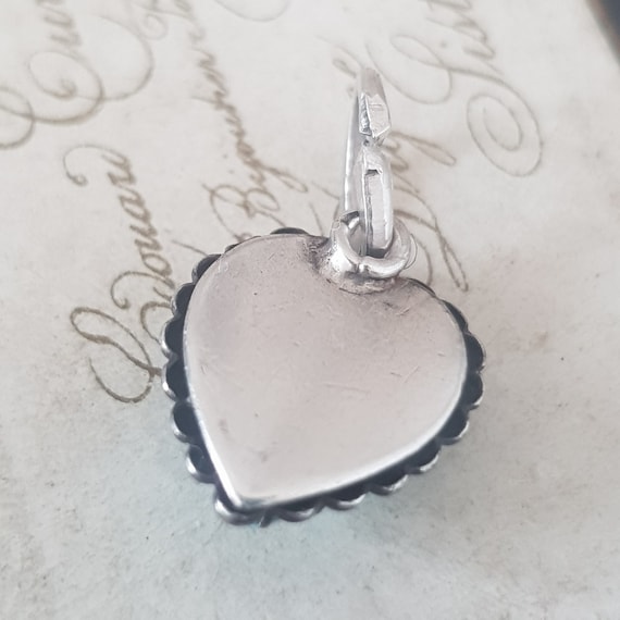 Tiny Antique Victorian Heart Charm Pendant Sterli… - image 6