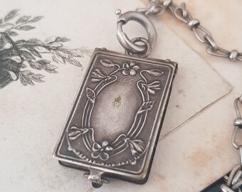 Antique Book Charm Pendant Art Nouveau Antique Photos Reliquary C 1900