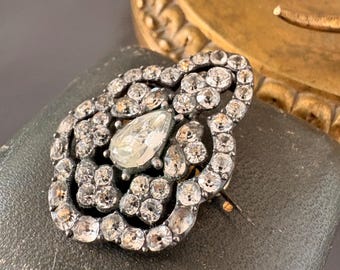 Antique Silver Black Dot Paste Brooch Pin French Early XIXth Century Jewellery