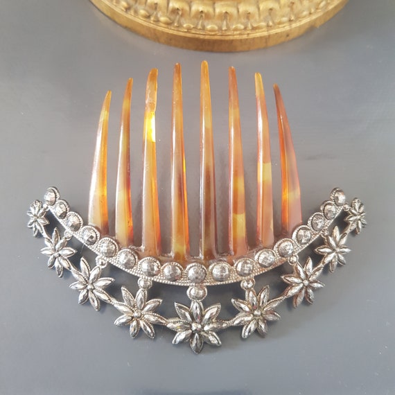 Antique Tiara Cut Steel Hair Comb 19th Century - image 3