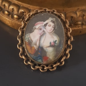 Antique Sterling Silver Gold Plated Miniature Brooch Pin XVIIIth Century French Jewel