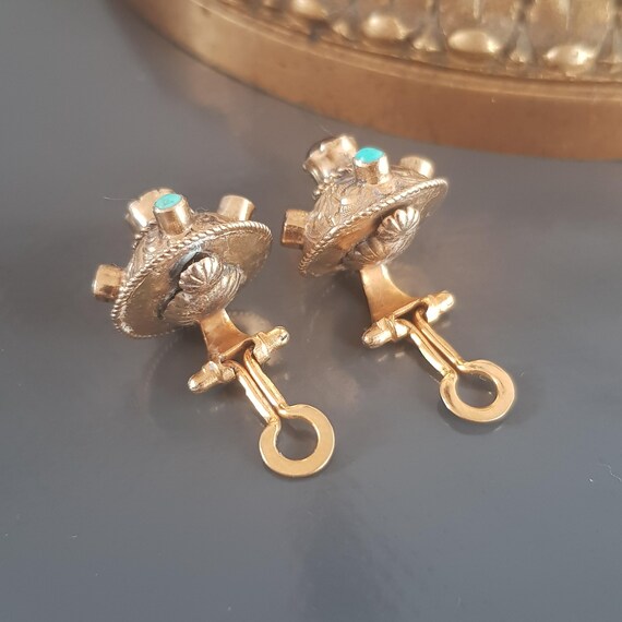 Boucles d'oreilles vintage en argent sterling turquoise : style Zuni - France