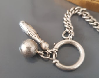 Vintage Ball Skittle Sterling Silver Charm Pendant Early 20th Century