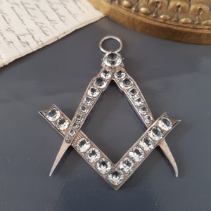 Antique Master’s Jewel Sterling Silver Rhinestones 19th Century Masonic Jewel