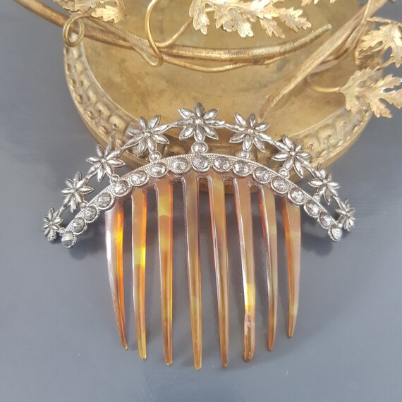 Antique Tiara Cut Steel Hair Comb 19th Century - image 1